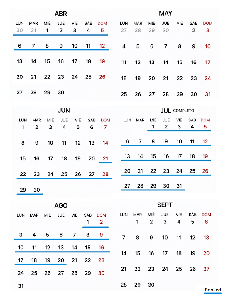 Calendario de disponibilidad